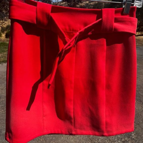 Lovers + Friends Sz S Mini Skirt Belted Dark Coral - Picture 8 of 8